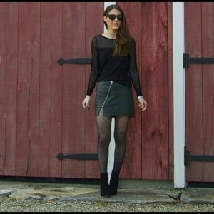 All Saints Lucille Leather Skirt Green